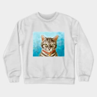 American shorthair cat pet portrait watercolor painting Crewneck Sweatshirt